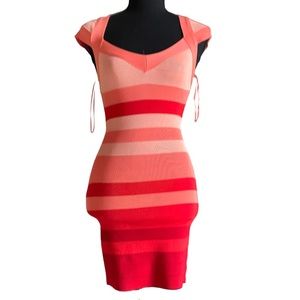 Guess V-Neck Cut Out Fitted Bodycon Mini Dress